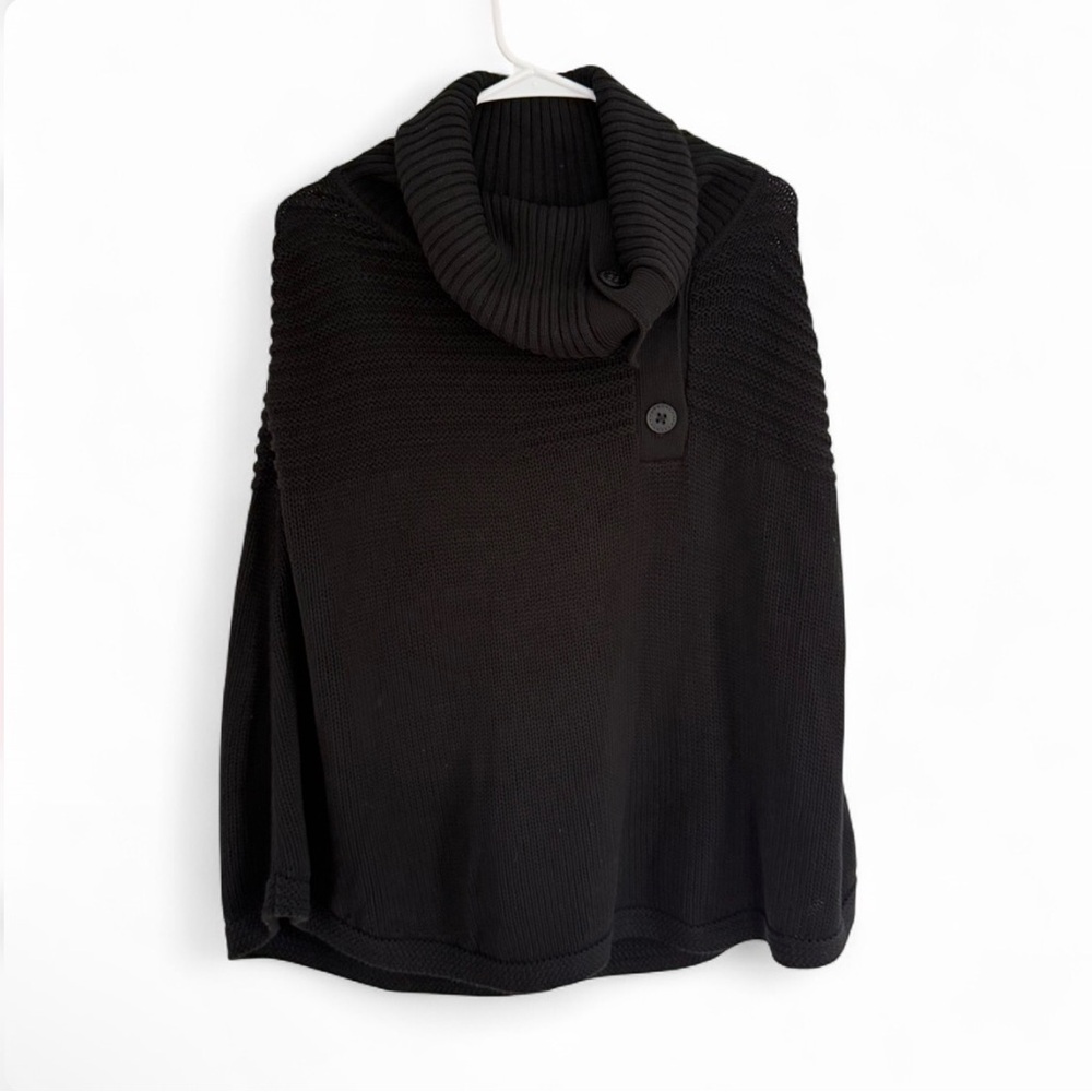 TRIBAL Brand Womens Pure Cotton Black Sweater Turtle Neck Poncho NWT S/M Preppy